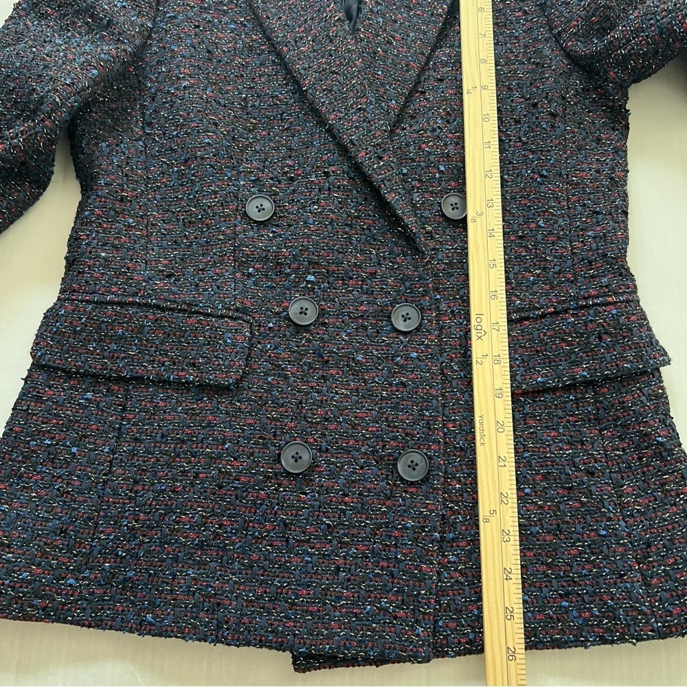 L'AGENCE Ashlyn Navy Multi-Color Textured Tweed Double Breasted Blazer 2 NWT - Picture 16 of 16